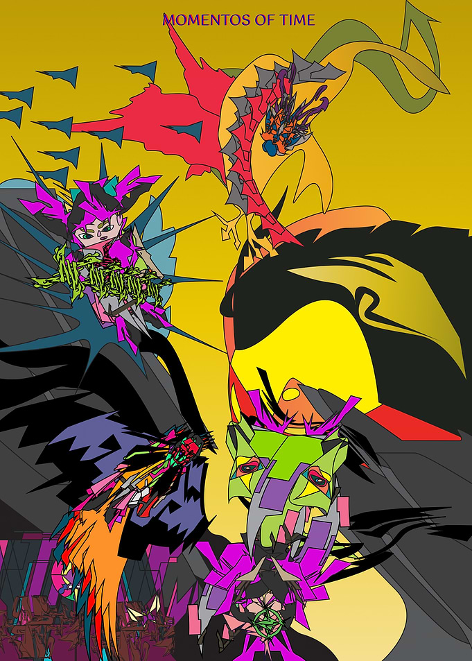 Abstract Fantasy Characters in Action