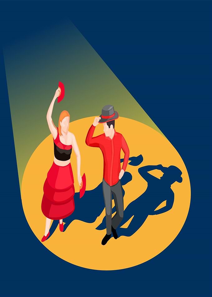 Flamenco Dancers in Spotlight