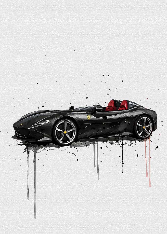 Watercolor Ferrari Monza SP2 Nero Daytona