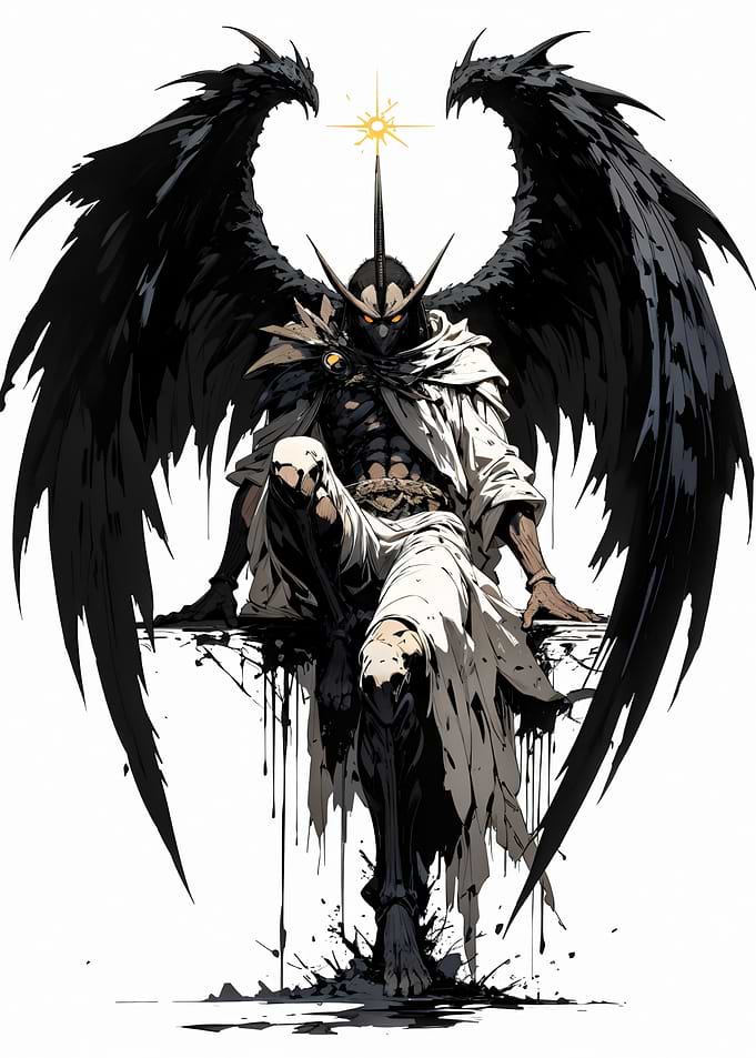 Dark Angel with Black Wings