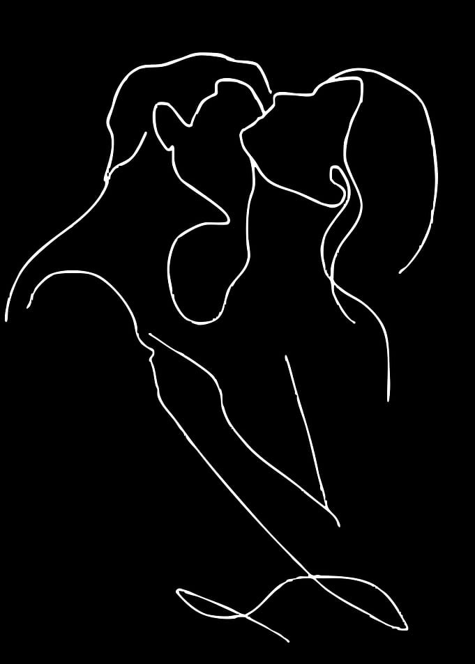 Couple Kissing Line Art