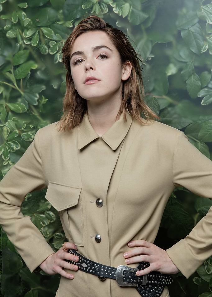 Kiernan Shipka Poses in a Tan Outfit