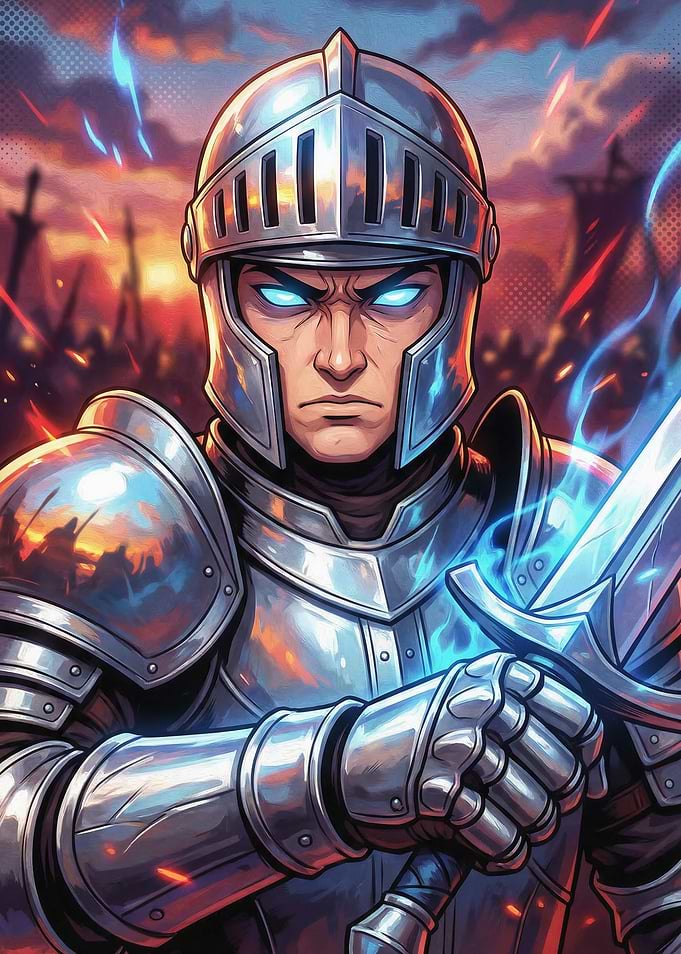 Knight with glowing sword