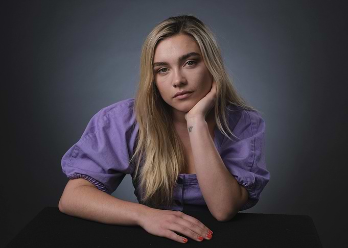 Florence Pugh Poses with Hand on Chin