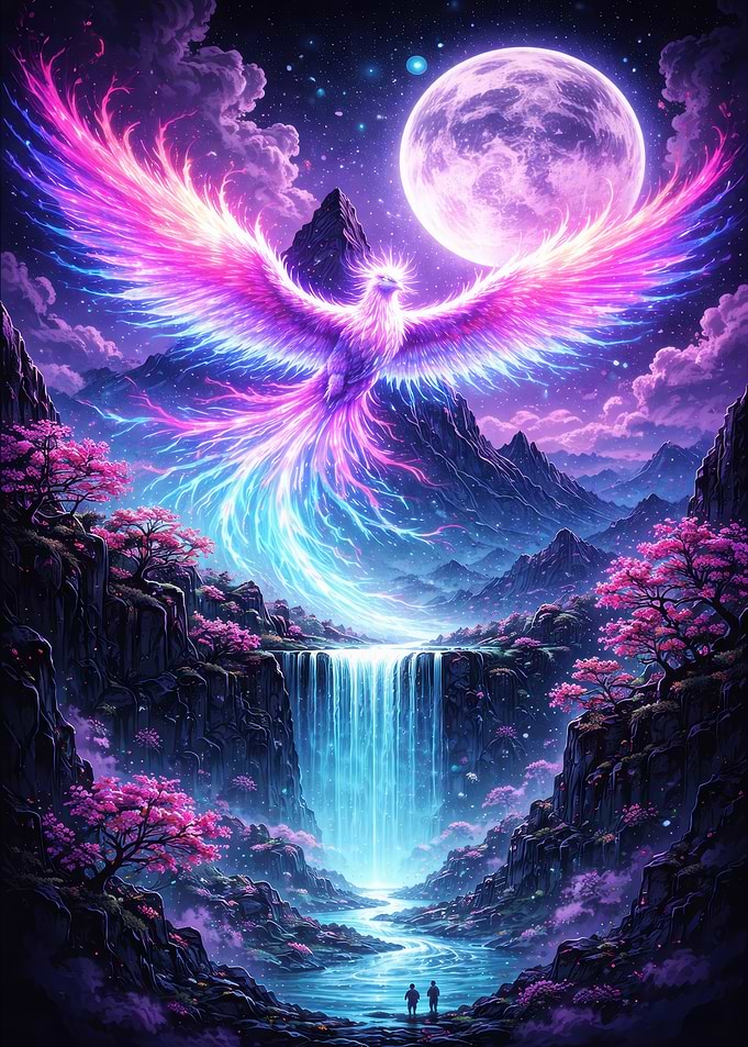 Phoenix Over Waterfall