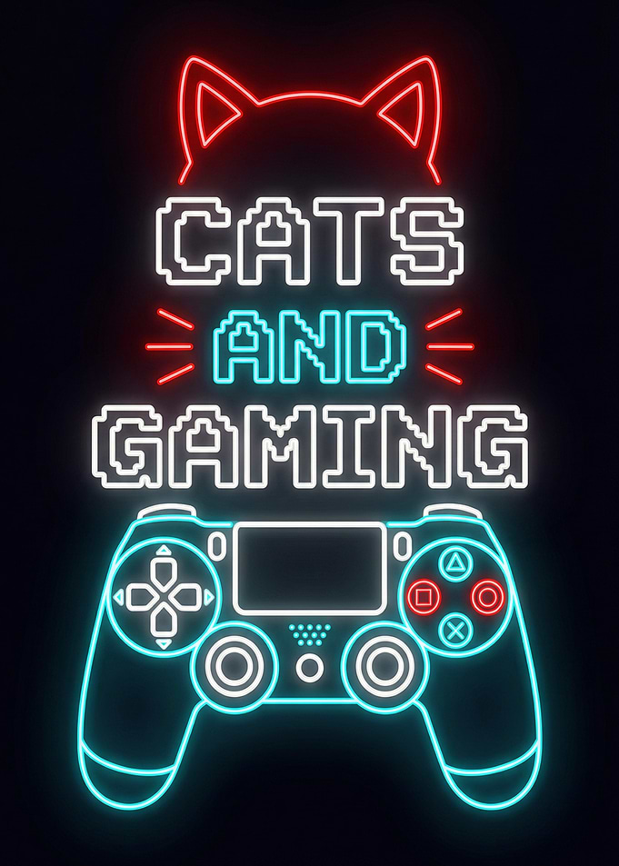 Cats and Gaming in Neon Lights