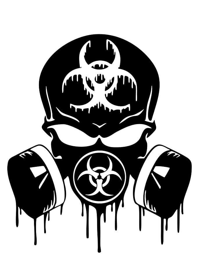 Biohazard Skull Gas Mask Drip Art