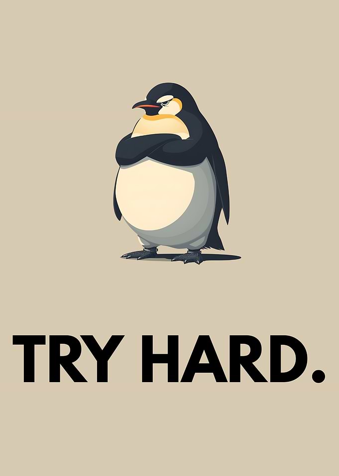 Penguin with Arms Crossed