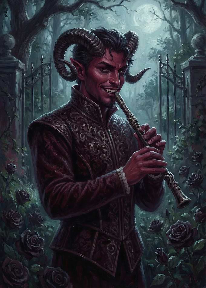Demonic Musician Playing Flute
