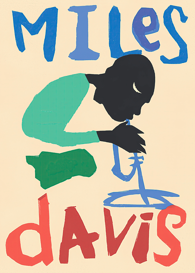 Miles Davis Saxophone Player Poster