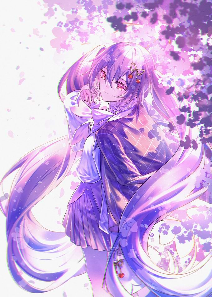Anime Girl with Cherry Blossoms