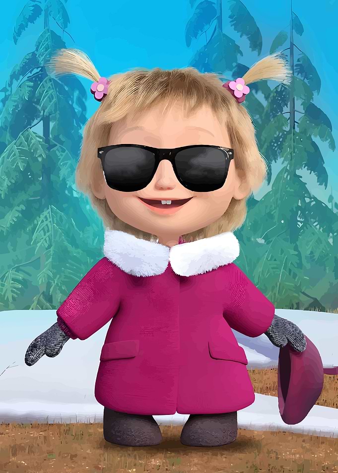 Masha in Sunglasses and Winter Coat