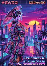 Cybernetic Geisha in Neon City