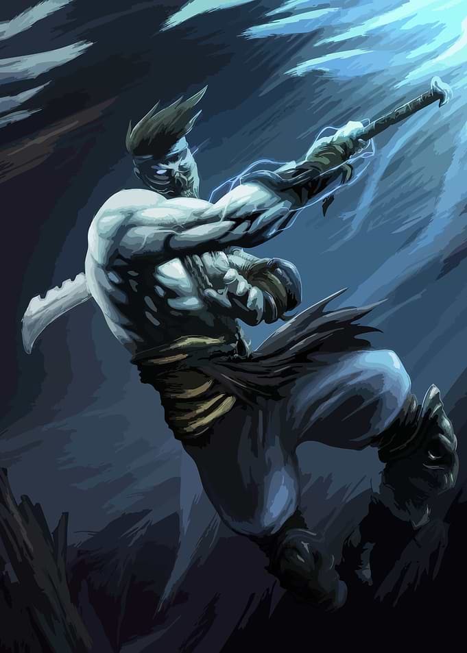 Warrior with Lightning and Sword