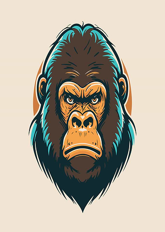 Angry Gorilla Head Illustration