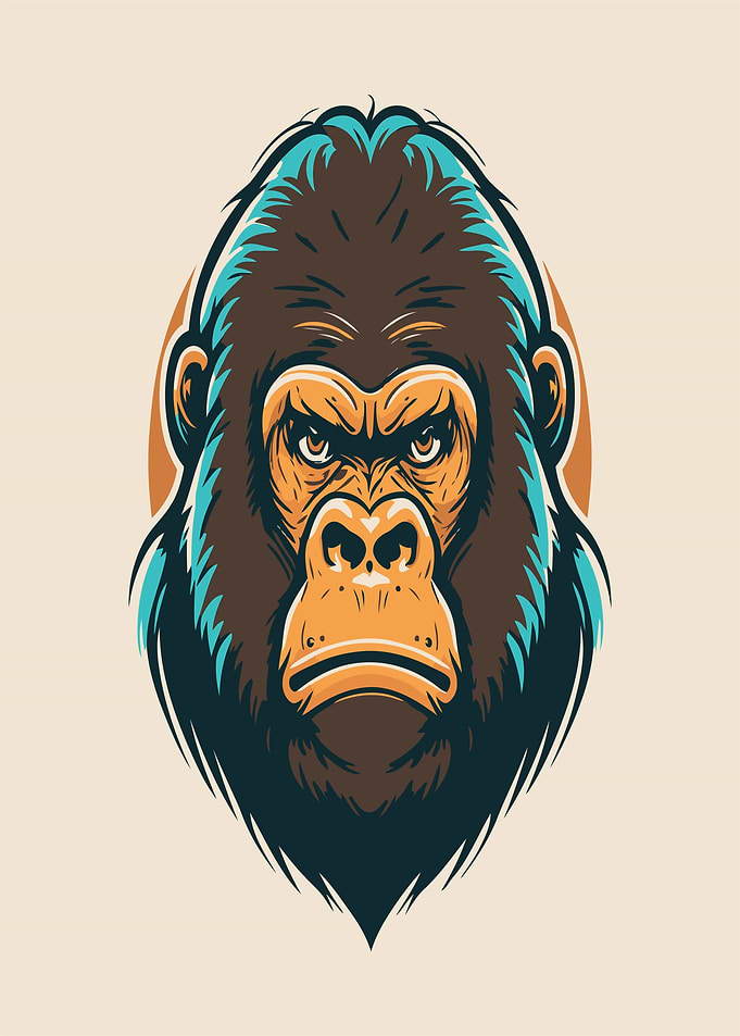 Angry Gorilla Head Illustration