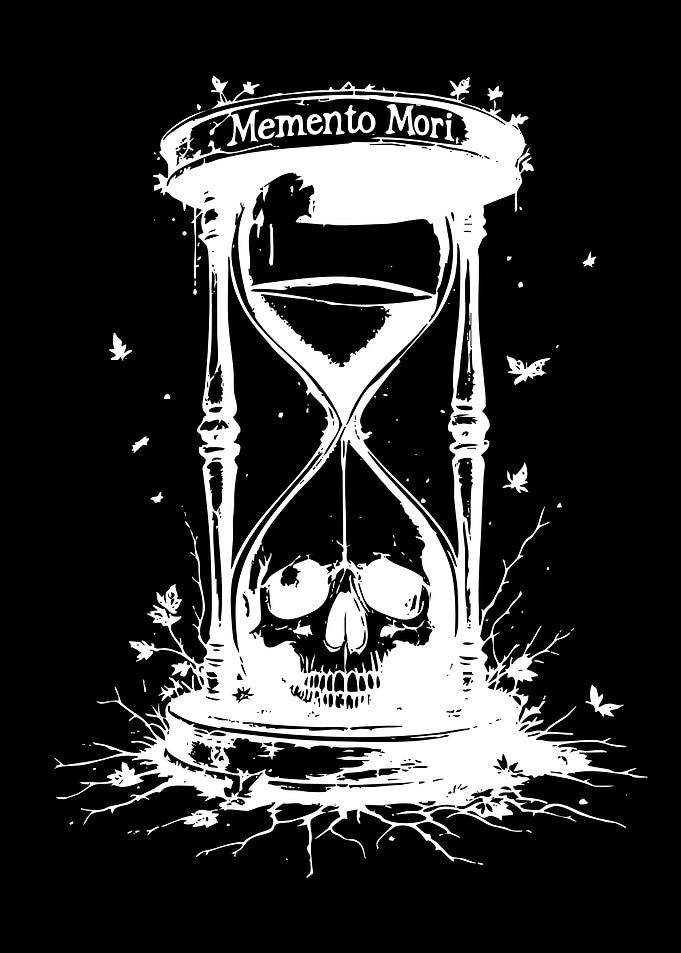 Memento Mori Hourglass Skull