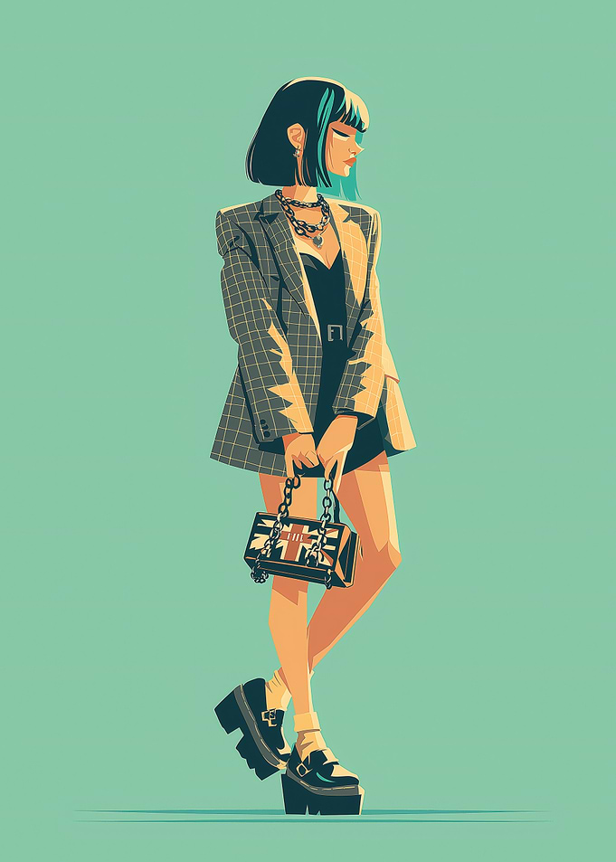 Stylish Woman with Union Jack Bag