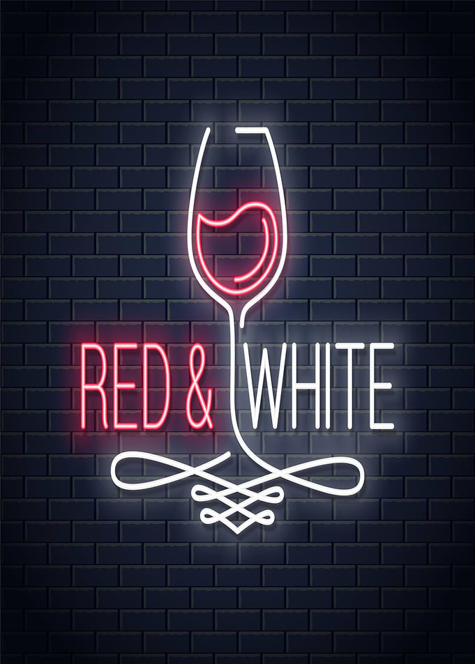 Red and White Wine Neon Sign