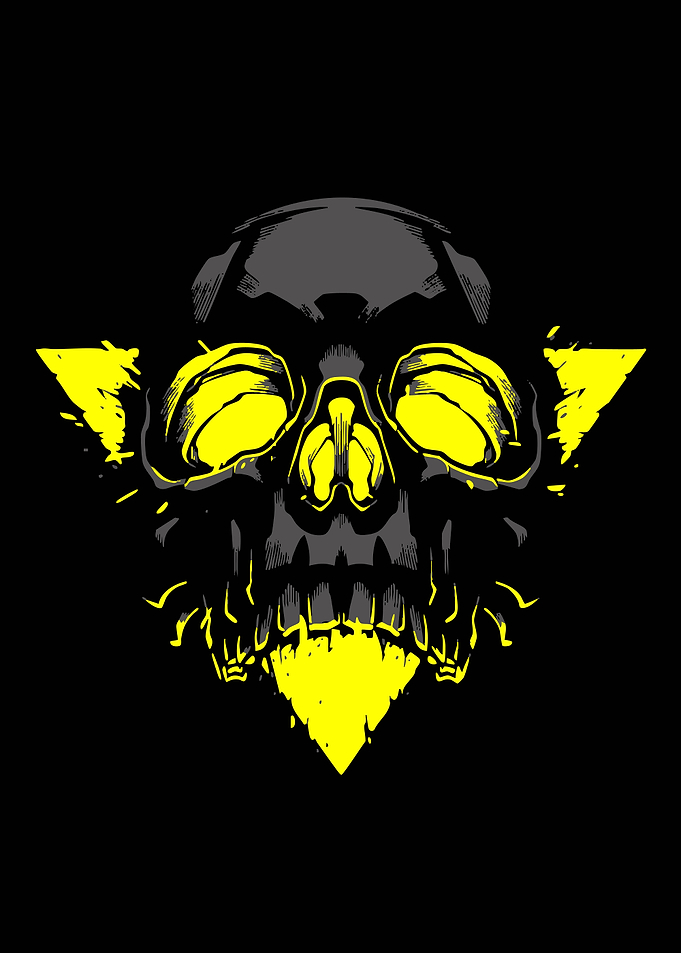 Yellow Skull with Geometric Shapes