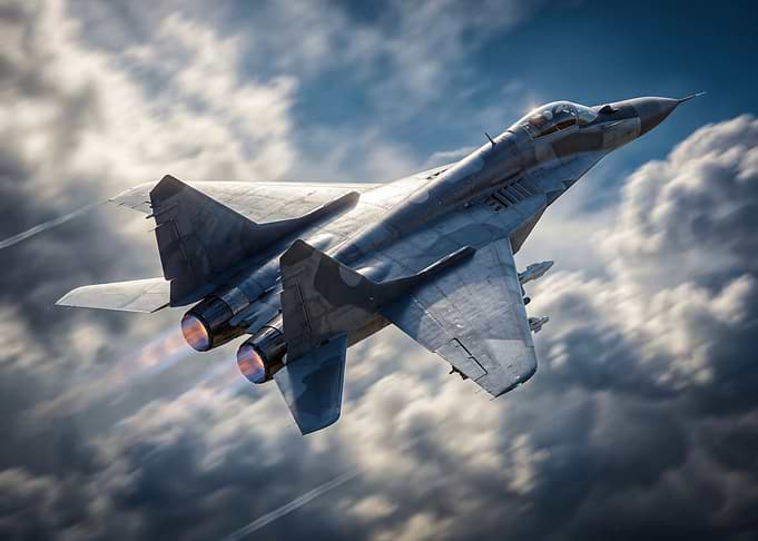 Fighter Jet in Dramatic Sky