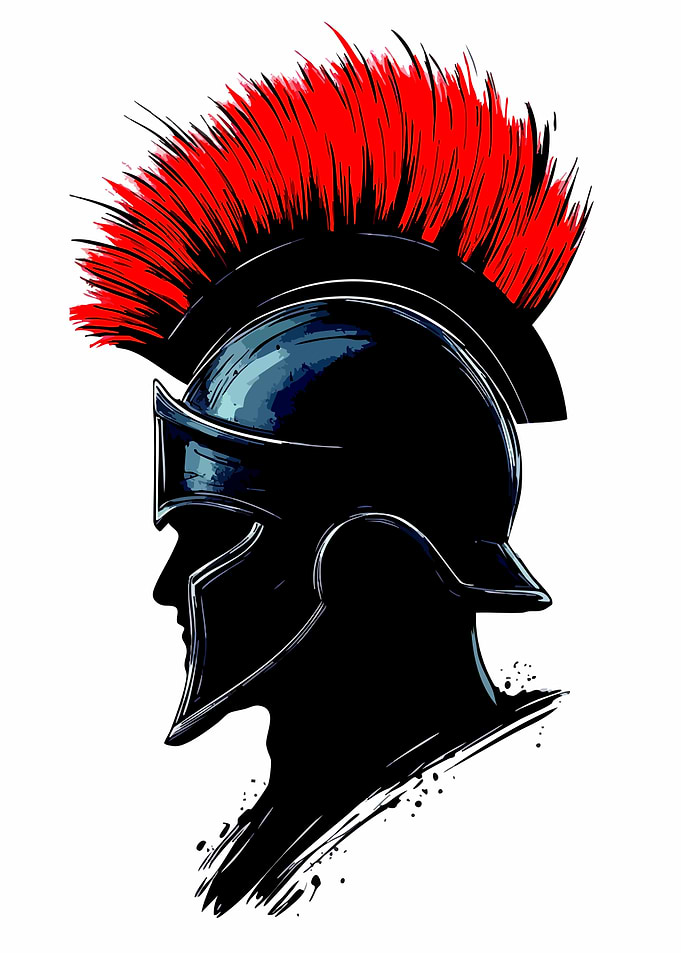 Spartan Warrior Helmet with Red Crest