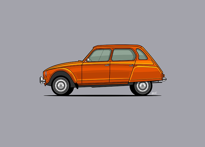 Citroen Dyane 6 Car Illustration