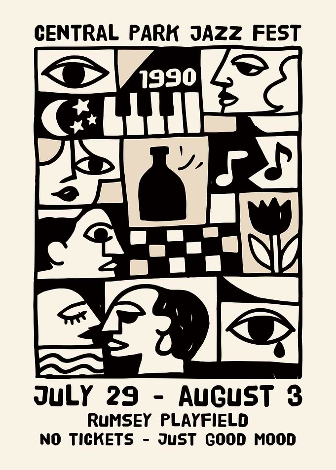Central Park Jazz Fest 1990 Poster