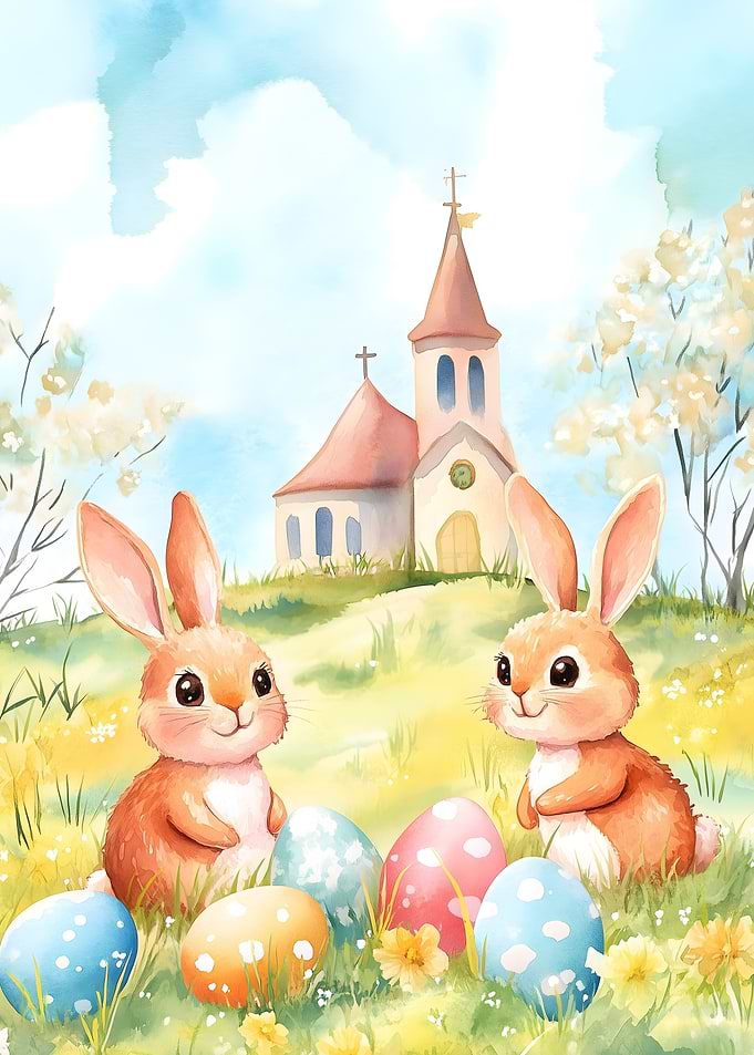 Easter Bunnies and Painted Eggs