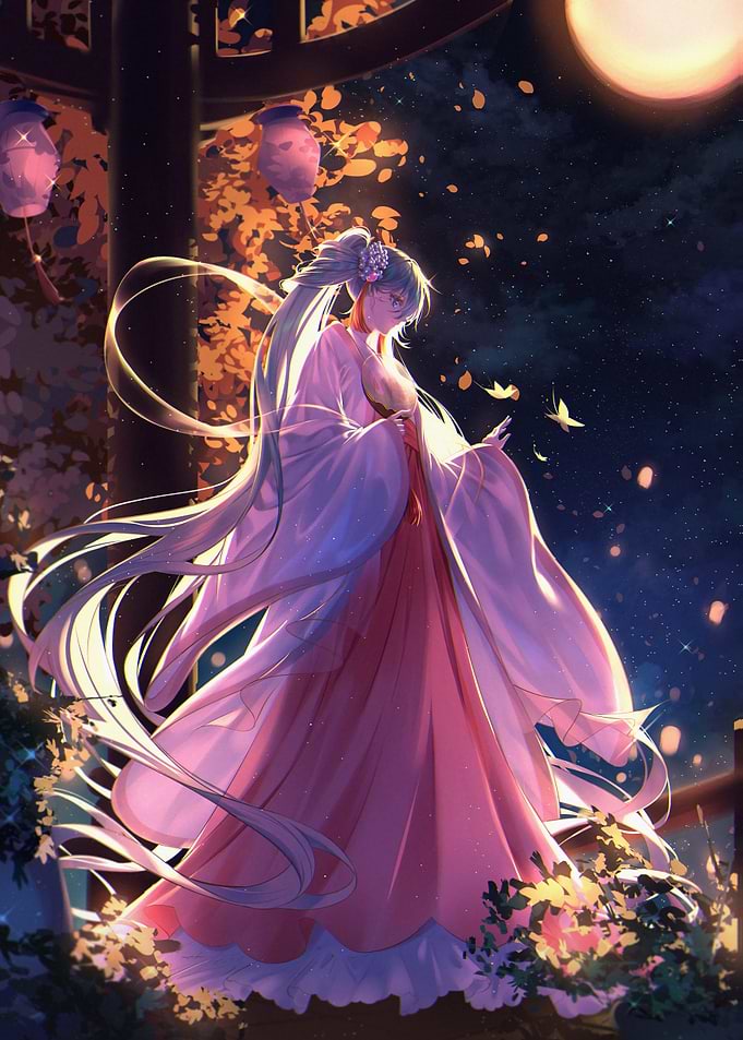 Anime Girl in Traditional Japanese Attire