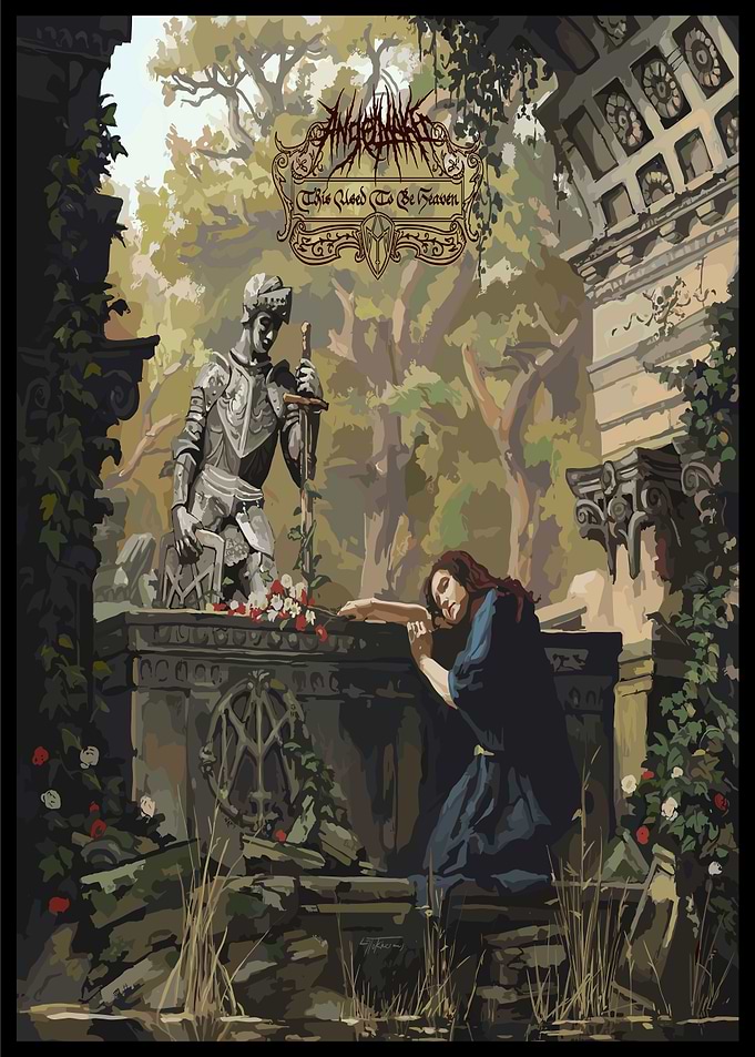 Knight statue and grieving woman