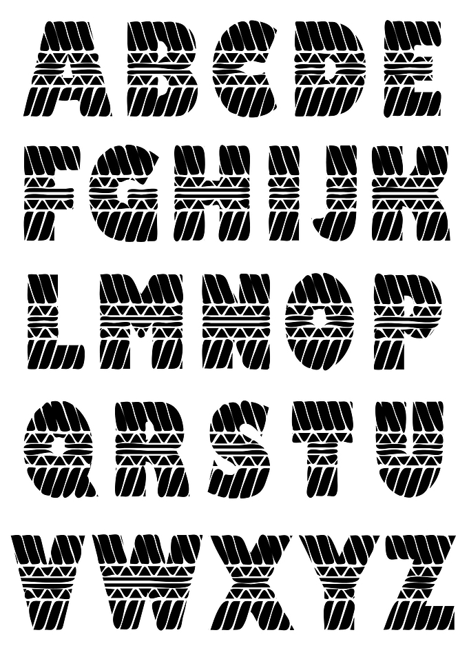 Alphabet with Tribal Pattern