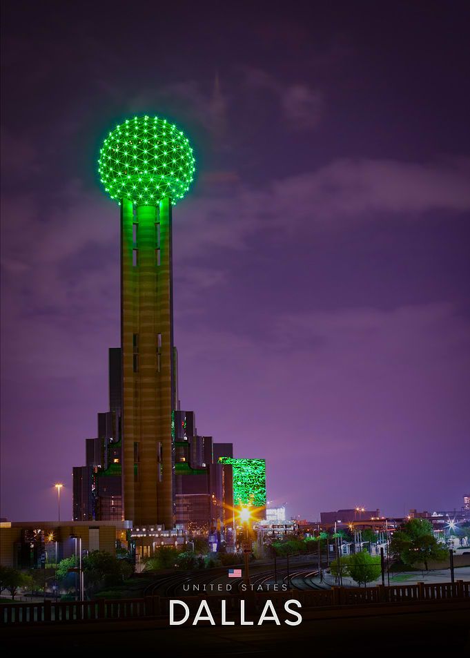 Dallas Reunion Tower at Night