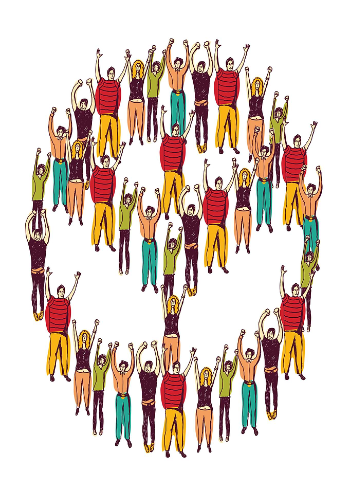 People Forming a Peace Symbol