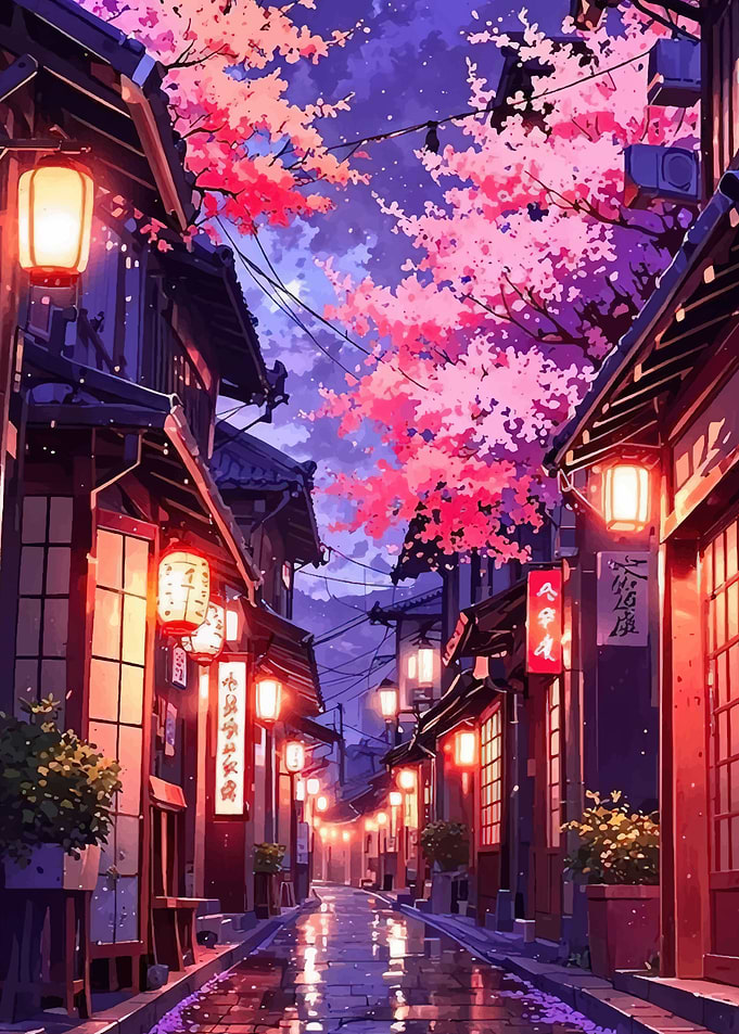 Street with Cherry Blossoms