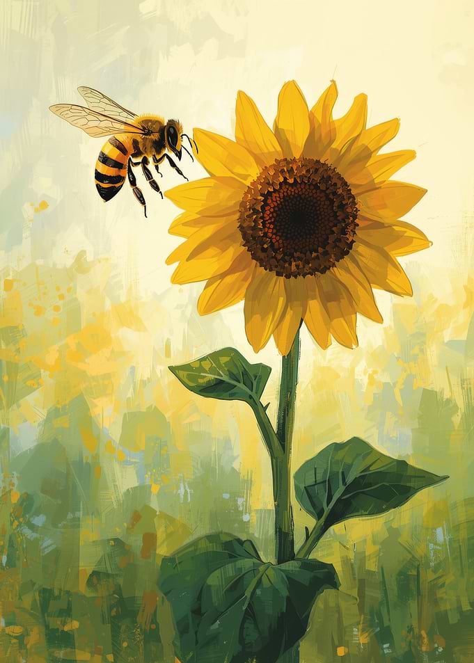Bee and Sunflower Painting