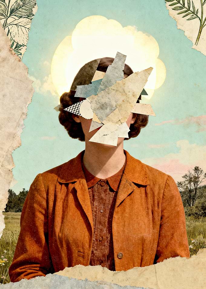 Collage Portrait of a Woman in a Field