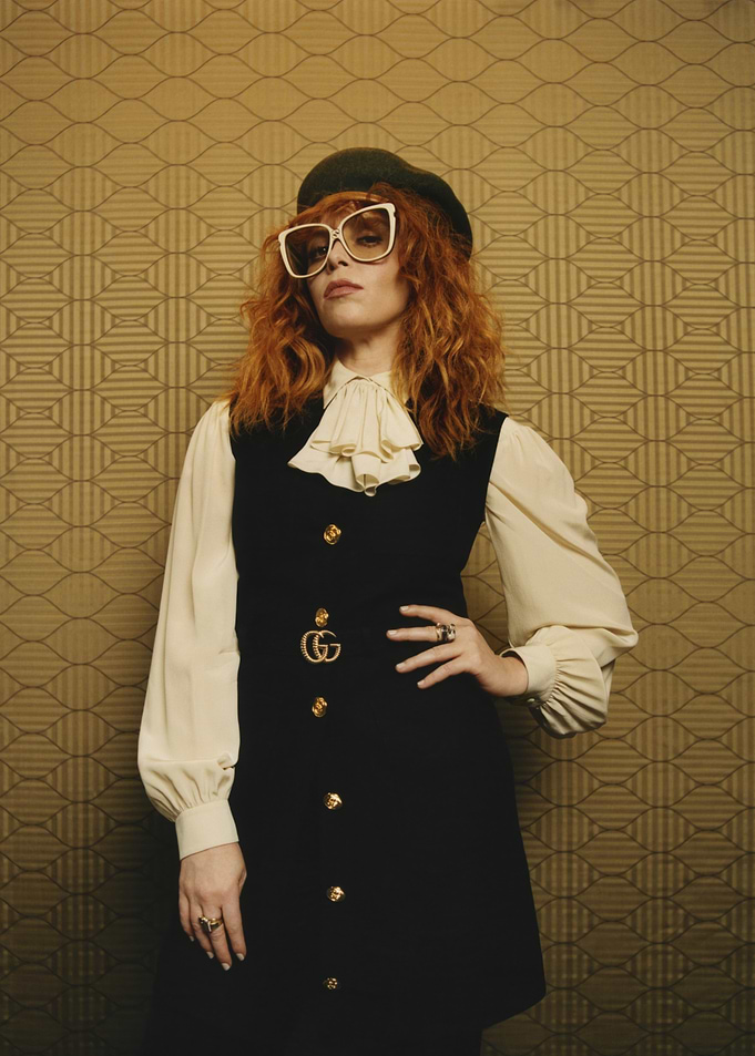Natasha Lyonne in Gucci Dress and Beret