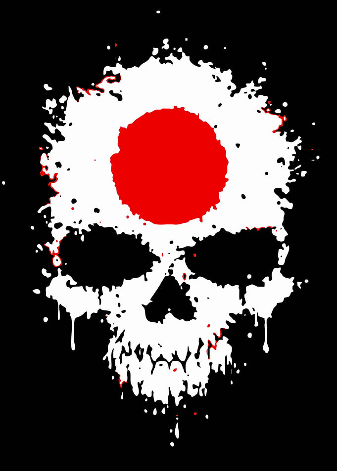 Japanese Flag Skull Splatter Art