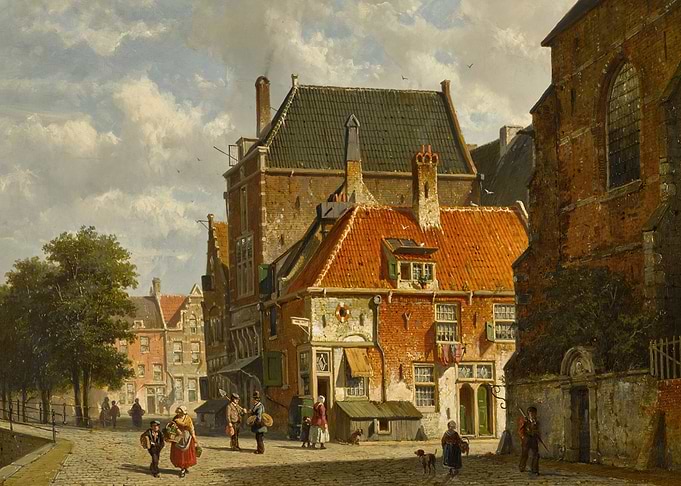 17th Century Dutch Street Scene with Figures