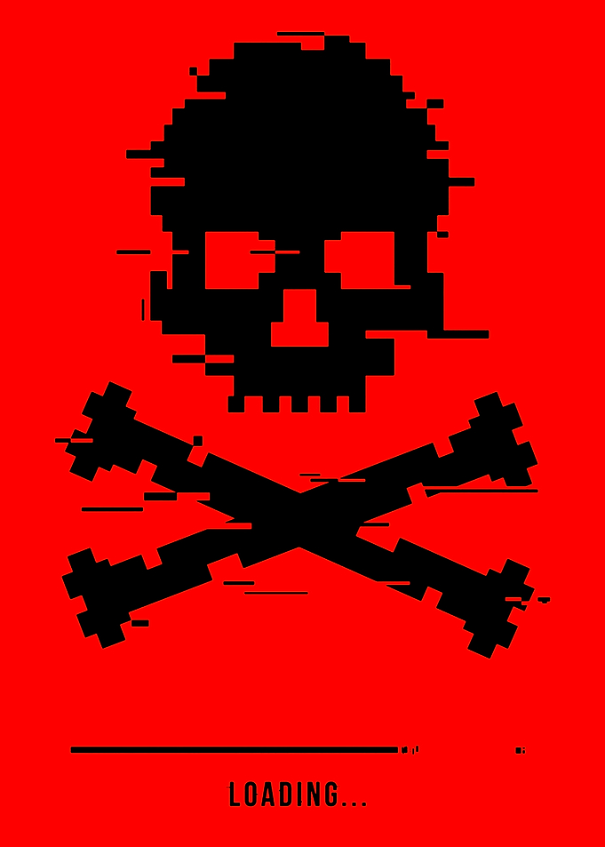 Glitch Skull and Crossbones Loading