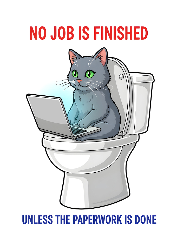 Cat on Toilet with Laptop