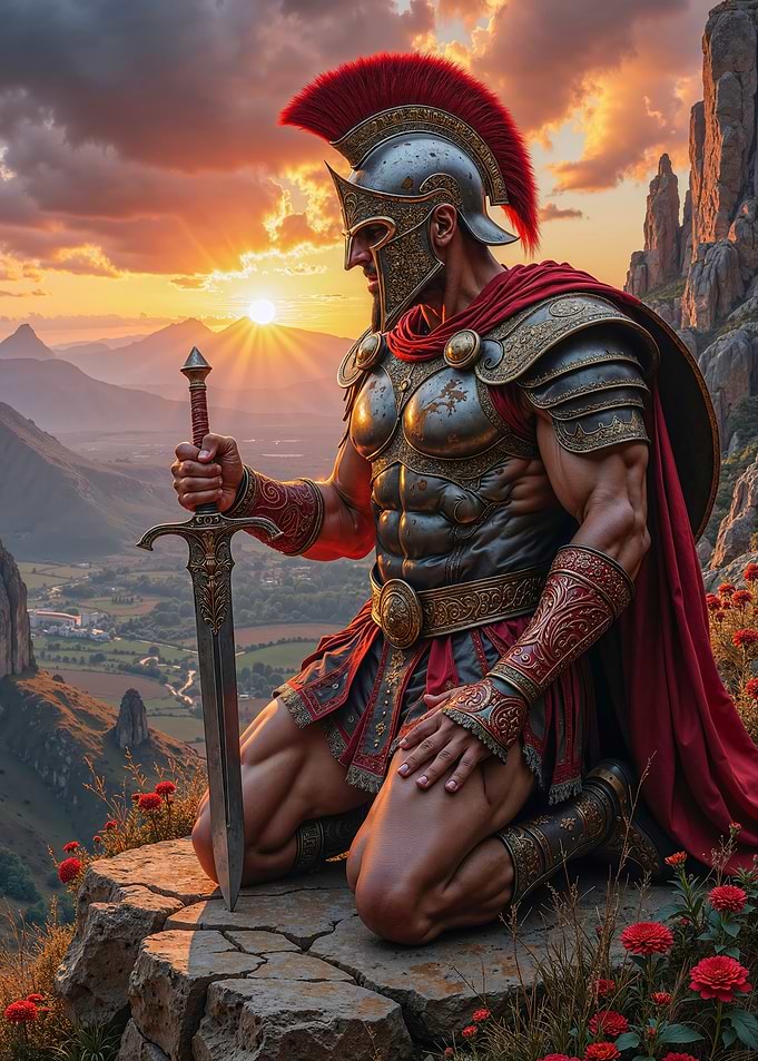 Roman Warrior at Sunset
