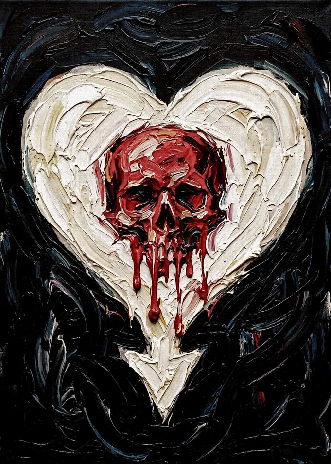 Bloody Skull Heart Painting
