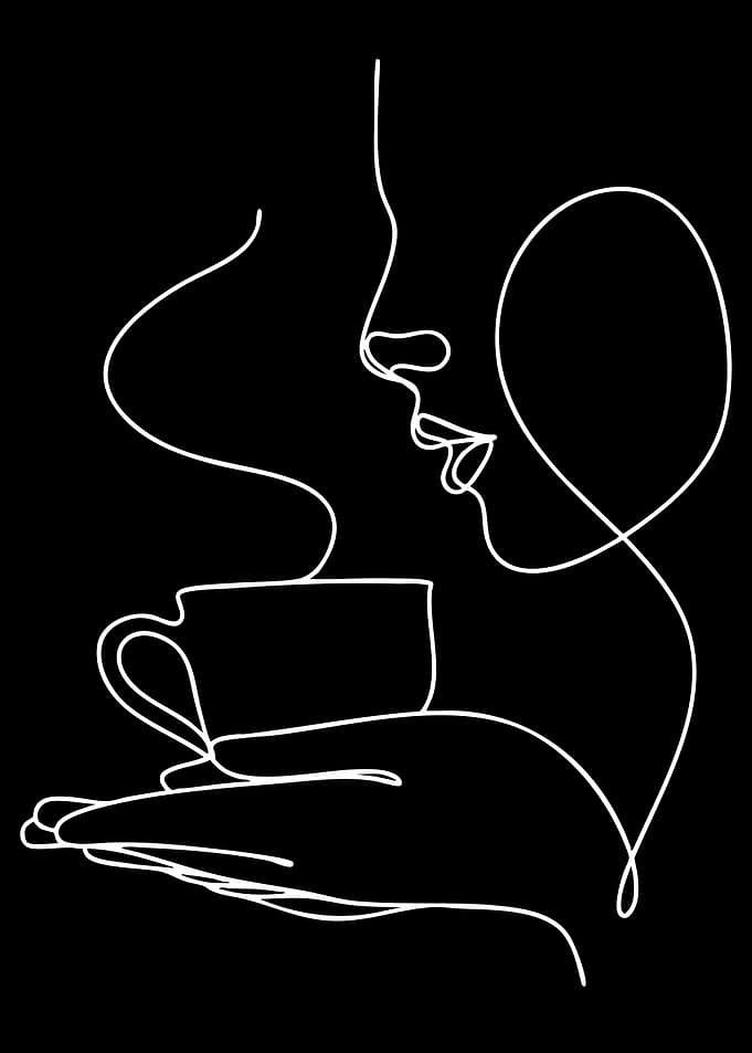Minimalist Line Art of Coffee Enjoyment