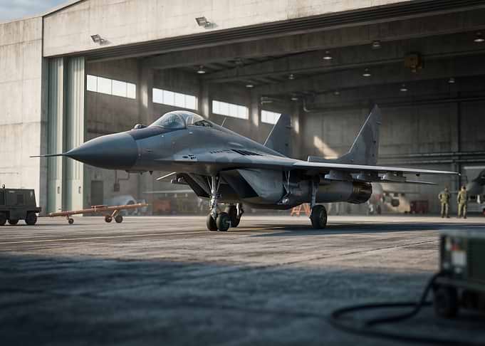 Fighter Jet in Hangar