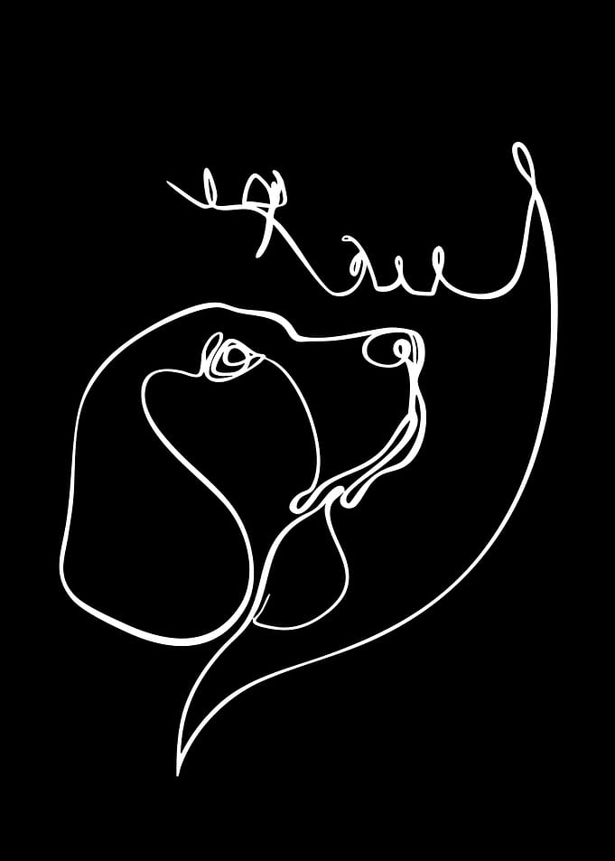 Minimalist Dog Portrait with Name