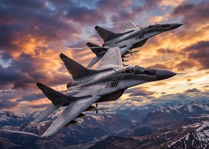 Fighter Jets Flying Over Mountains