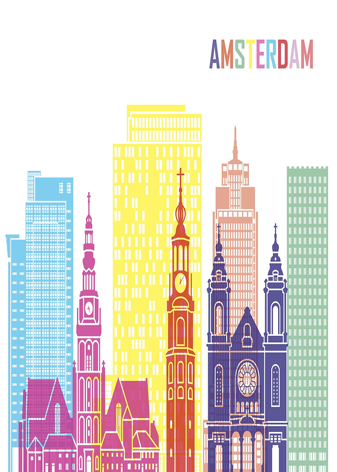 Colorful Amsterdam Skyline