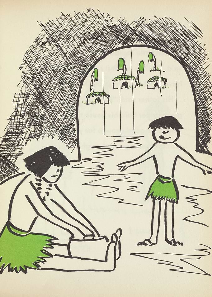 Children in a prehistoric village